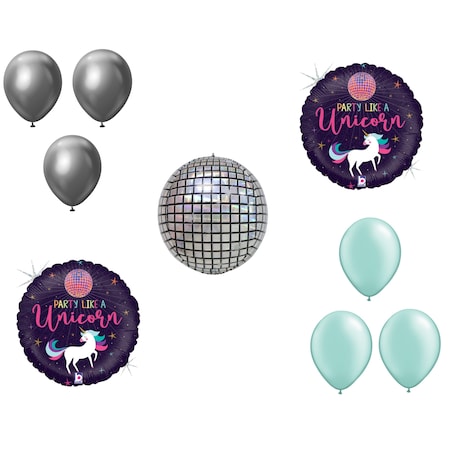 Loonballoon DiscoTheme Balloon Set, 2x Birthday Unicorn Party Holographic Balloon, 20in. 81225-LAB867-L-U